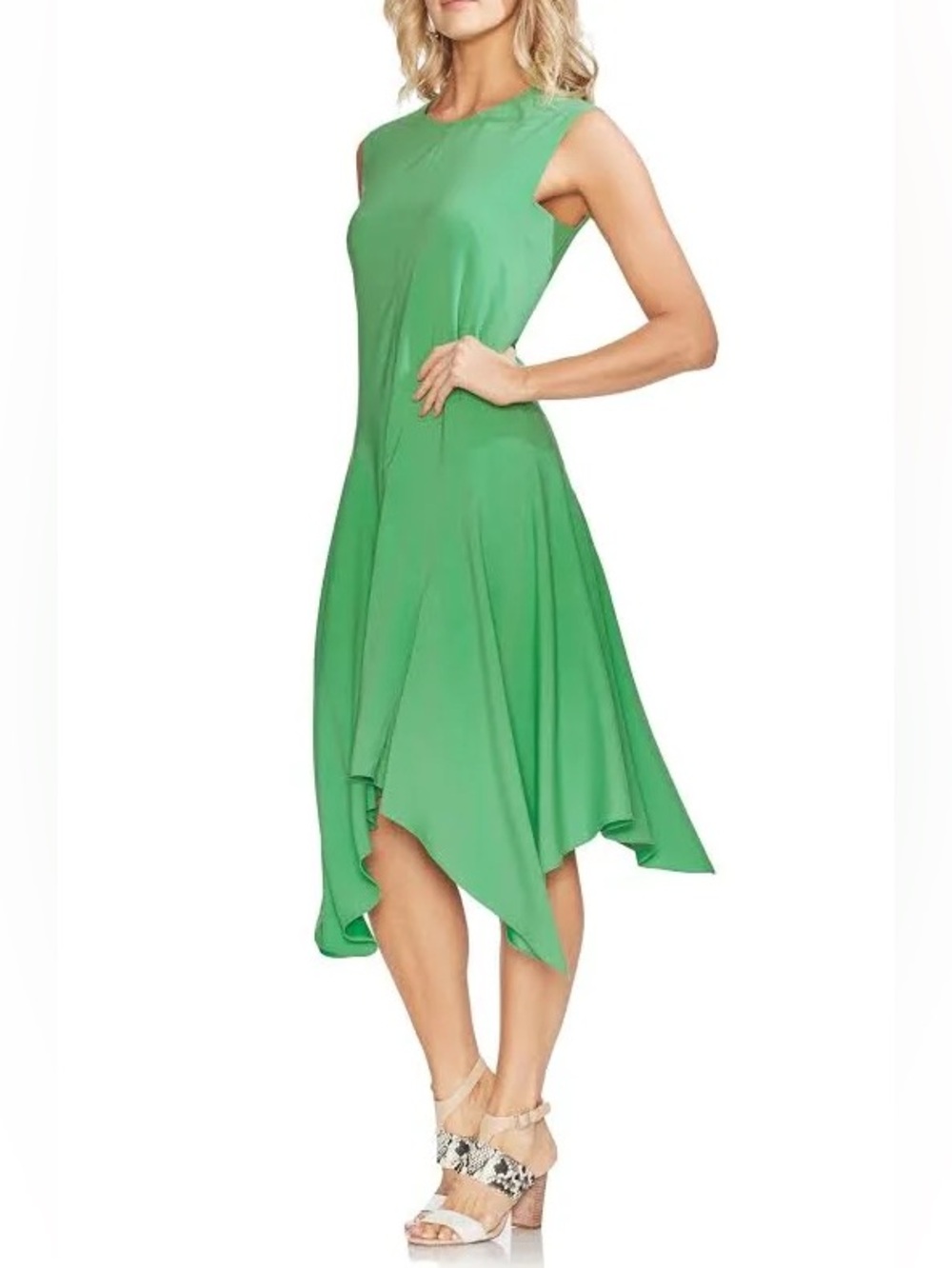 Vince Camuto Sleeveless Emerald Green Fit-and-Flare Dress